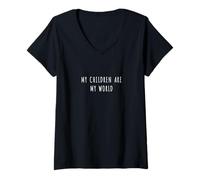 Femme mes enfants sont mon monde T-Shirt avec Col en V