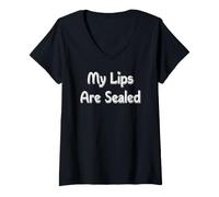 Femme Mes lèvres sont scellées T-Shirt avec Col en V