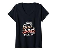 Femme Mes lignes de bronzage racontent une histoire Sunburn T-Shirt avec Col en V