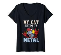 Femme Mes listes de chats en métal T-Shirt avec Col en V