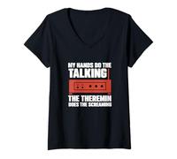 Femme Mes Mains parlent, Le thérémine Fait Les cris Cool T-Shirt avec Col en V