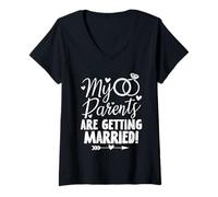 Femme Mes Parents se Marient - Annonce de Mariage T-Shirt avec Col en V