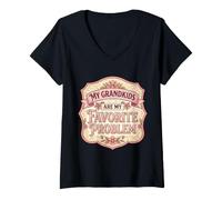 Femme Mes Petits-Enfants sont Mon problème préféré. Grand-mère, Grand-mère, Amusement T-Shirt avec Col en V