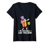 Femme Mes pets sentent la liberté le 4 juillet T-Shirt avec Col en V
