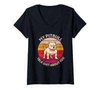 Femme Mes pitbulls parlent de toi T-Shirt avec Col en V