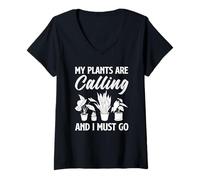 Femme Mes Plantes m'appellent Je Dois Devenir Jardinier Amateur de Plantes T-Shirt avec Col en V