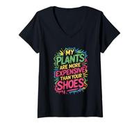 Femme Mes Plantes sont Plus chères Que Vos Chaussures T-Shirt avec Col en V