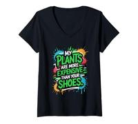 Femme Mes Plantes sont Plus chères Que Vos Chaussures T-Shirt avec Col en V