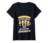 Femme Mes Potes sont Alcooliques Beauf Bière Drôle Alcool Humour T-Shirt avec Col en V