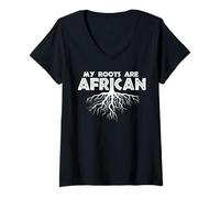 Femme Mes Racines sont africaines T-Shirt avec Col en V