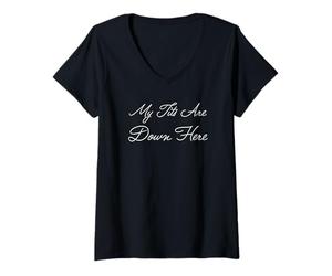 Femme Mes Seins sont en Bas T-Shirt avec Col en V