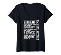 Femme Mes Yeux Ont vu des Choses Que Les vôtres n'ont Pas Vues Journée des Anciens Combattants américains T-Shirt avec Col en V
