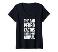 Femme Mescaline psychédélique - Cactus San Pedro Vieilli T-Shirt avec Col en V