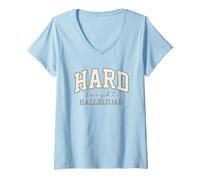 Femme Message Audacieux et inspirant pour Hallelujah T-Shirt avec Col en V