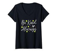 Femme Message « Be Kind Always Encouraging » T-Shirt avec Col en V