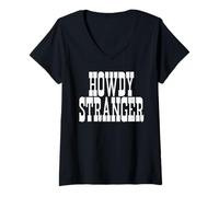 Femme Message d'accueil du Film Howdy Stranger Old Western T-Shirt avec Col en V