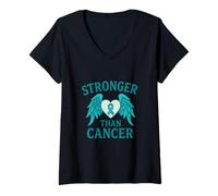Femme Message de Sensibilisation au Cancer T-Shirt avec Col en V