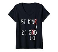 Femme Message inspirant Amusant avec Citation Positive Be Kind Be Good T-Shirt avec Col en V