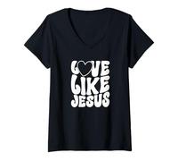 Femme Message « Love Like Jesus Christian Faith » T-Shirt avec Col en V