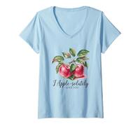 Femme Message romantique « I Apple-Solutely Love You » T-Shirt avec Col en V