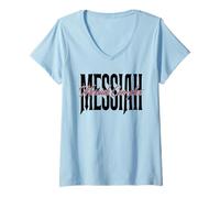 Femme Messie Con-plex Parodie Typographie Minimaliste T-Shirt avec Col en V