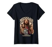 Femme Messie Jésus Christ Bootleg Esthétique Chrétien T-Shirt avec Col en V