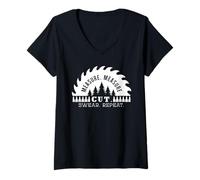 Femme Mesurez deux fois coupez jure répéter la fête des pères bricolage papa T-Shirt avec Col en V