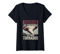 Femme Météorologue Humour Tornade Passion Météo T-Shirt avec Col en V