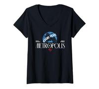 Femme Metropolis Daily Planet Globe Logo Superman Hommage T-Shirt avec Col en V