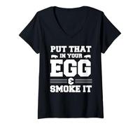 Femme Mets ça dans ton barbecue et fume-le - Design BBQ T-Shirt avec Col en V