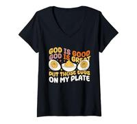 Femme Mets Ces œufs dans Mon Assiette : œuf farfelu d'automne et d'automne T-Shirt avec Col en V