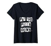Femme Mettez la Pizza vers Le Bas Conseils de régime drôles T-Shirt avec Col en V