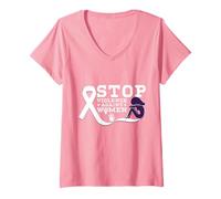 Femme Mettons Fin à la Violence à l'égard des Femmes : Orange The World End Violence T-Shirt avec Col en V