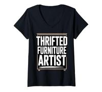 Femme Meubles d'artiste Thrifted Furniture Art T-Shirt avec Col en V