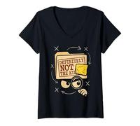 Femme Meurtre Mystère Whodunit Party Detective Costume Suspect Game T-Shirt avec Col en V