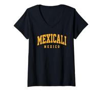 Femme Mexicali Retro Mexico La Chinesca Basse-Californie Mexicano T-Shirt avec Col en V