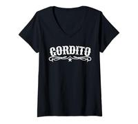 Femme Mexican Boy Gordito Funny Latino Slang Words Spanish Chicano T-Shirt avec Col en V