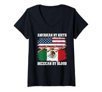 Femme Mexican by Blood American by Birth T-Shirt avec Col en V