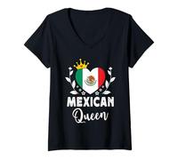 Femme Mexican Queen Mexico Flag Proud Mexican Woman T-Shirt avec Col en V
