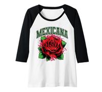 Femme Mexicana Rose Mexicaine Cinco de Mayo pour Femme et Fille Manche Raglan