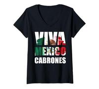 Femme Mexico Flag Mexican Roots Hispanic Siesta Pride Viva Mexico T-Shirt avec Col en V
