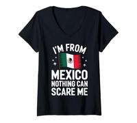 Femme Mexique Je Viens du Mexique Rien ne Peut m'effrayer T-Shirt avec Col en V