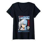 Femme MHA Todoroki Modern Portrait Collage with Kanji Anime T-Shirt avec Col en V