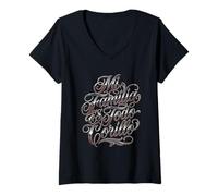Femme Mi Familia ES Todo Famille Hispanique Fête d'anniversaire Assortie T-Shirt avec Col en V