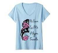 Femme Mi Nuera Es Mi Hija Favorita Ma belle-fille Maman Papa T-Shirt avec Col en V