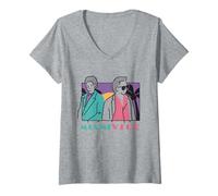 Femme Miami Vice Coastal Duo Retro T-Shirt avec Col en V