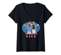 Femme Miami Vice Coastal Retro Duo T-Shirt avec Col en V