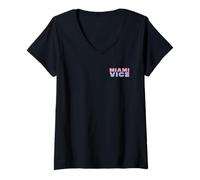 Femme Miami Vice Retro Airbrush Front & Back T-Shirt avec Col en V