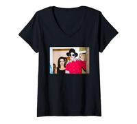 Femme Michael Jackson avec sa Femme Lisa Marie Presley Budapest Trip T-Shirt avec Col en V