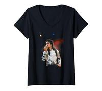 Femme Michael Jackson Chante Live Bad Tour 1988 T-Shirt avec Col en V